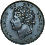 1827 Third Farthing - George IV British Copper Coin - Very Nice