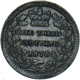 1878 Third Farthing - Victoria British Bronze Coin - Very Nice