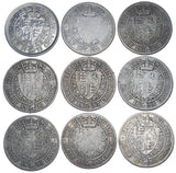 1893 - 1901 Halfcrowns Lot (9 Coins) - Victoria British Silver Coins - Date Run