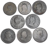 1717 - 1724 Copper Halfpennies Lot (8 Coins) - George I Date Run