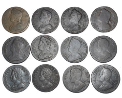 1730 - 1752 Halfpennies Lot (12 Coins) - George II British Copper Coins