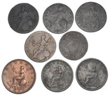 1771 - 1807 Halfpennies Lot (8 Coins) - George III British Copper Coins