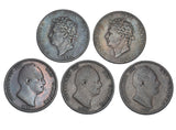 1826 - 1837 Halfpennies Lot (5 Coins) - British Copper Coins