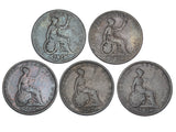 1826 - 1837 Halfpennies Lot (5 Coins) - British Copper Coins