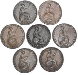 1853 - 1859 Copper Halfpennies Lot (7 Coins) - Victoria Date Run