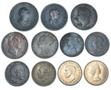 1799 - 1957 Halfpennies Lot (11 Coins) - British Copper & Bronze Main Types