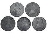 1675 - 1700 Farthings Lot (5 Coins) - William III British Copper Coins