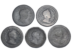 1719 - 1724 Farthings Lot (5 Coins) - George I British Copper Coins