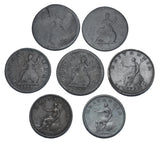 1771 - 1807 Farthings Lot (7 Coins) - George III British Copper Coins