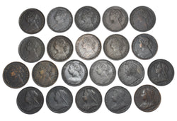 1881 - 1901 Farthings Lot (21 Coins) - Victoria British Bronze Coins