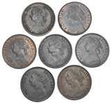 1887 - 1894 Better Grade Farthings Lot (7 Coins) - Victoria British Bronze Coins