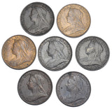 1895 - 1901 Better Grade Farthings Lot (7 Coins) - Victoria British Bronze Coins
