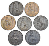 1895 - 1901 Better Grade Farthings Lot (7 Coins) - Victoria British Bronze Coins