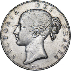 1844 Crown (Unfinished Die) - Victoria British Silver Coin - Nice