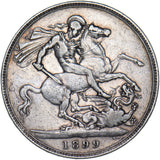 1899 LXII Crown - Victoria British Silver Coin - Nice