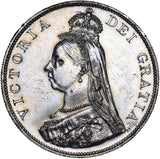1887 Double Florin (Arabic 1) - Victoria British Silver Coin - Very Nice