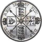 1887 Double Florin (Arabic 1) - Victoria British Silver Coin - Very Nice