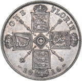 1916 Florin - George V British Silver Coin - Nice