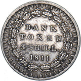 1811 3 Shillings Bank Token - George III British Silver Coin - Nice