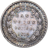 1812 Eighteenpence Bank Token - George III British Silver Coin - Nice