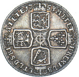 1758 Shilling - George II British Silver Coin - Nice