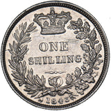 1843 Shilling - Victoria British Silver Coin - Very Nice