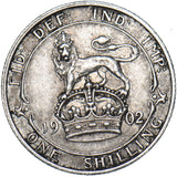 1902 Shilling - Edward VII British Silver Coin - Nice