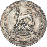 1916 Shilling - George V British Silver Coin - Nice