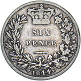 1844 Sixpence (Large 44) - Victoria British Silver Coin