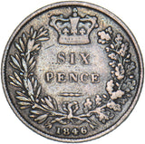 1846 Sixpence - Victoria British Silver Coin