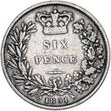 1851 Sixpence - Victoria British Silver Coin