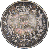 1860 Sixpence - Victoria British Silver Coin