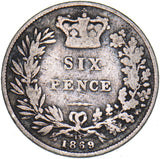 1869 Sixpence (Die no. 13) - Victoria British Silver Coin