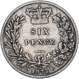 1872 Sixpence (Die no. 16) - Victoria British Silver Coin