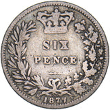 1877 Sixpence (Die no. 8) - Victoria British Silver Coin
