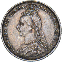 1887 Sixpence - Victoria British Silver Coin - Nice