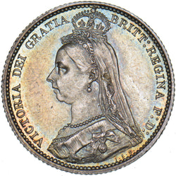 1887 Sixpence - Victoria British Silver Coin - Superb