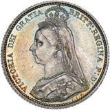 1887 Sixpence - Victoria British Silver Coin - Superb