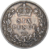 1888 Sixpence - Victoria British Silver Coin