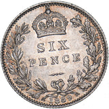 1889 Sixpence - Victoria British Silver Coin - Very Nice