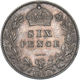 1892 Sixpence - Victoria British Silver Coin - Very Nice