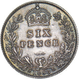 1893 Sixpence - Victoria British Silver Coin - Very Nice