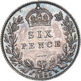 1895 Sixpence - Victoria British Silver Coin - Superb
