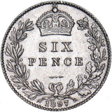 1897 Sixpence - Victoria British Silver Coin - Very Nice