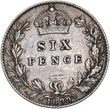 1899 Sixpence - Victoria British Silver Coin - Nice