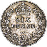 1902 Sixpence - Edward VII British Silver Coin - Nice