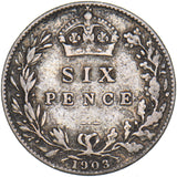 1903 Sixpence - Edward VII British Silver Coin - Nice