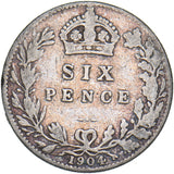 1904 Sixpence - Edward VII British Silver Coin