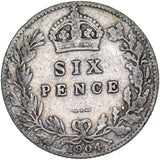 1904 Sixpence - Edward VII British Silver Coin