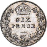 1910 Sixpence - Edward VII British Silver Coin - Very Nice